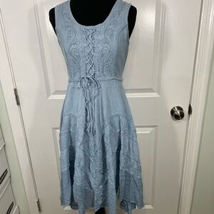 Holy Clothing  tieup Blue Sleeveless Dress Size Small CB-